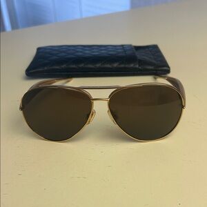 Bottega Veneta Gold and Brown Sunglasses